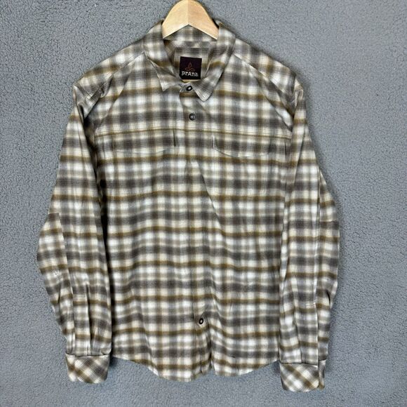 prAna Other - S Prana Shirt Mens Large Brown Plaid Long Sleeve Snap‎ Button Up Pockets